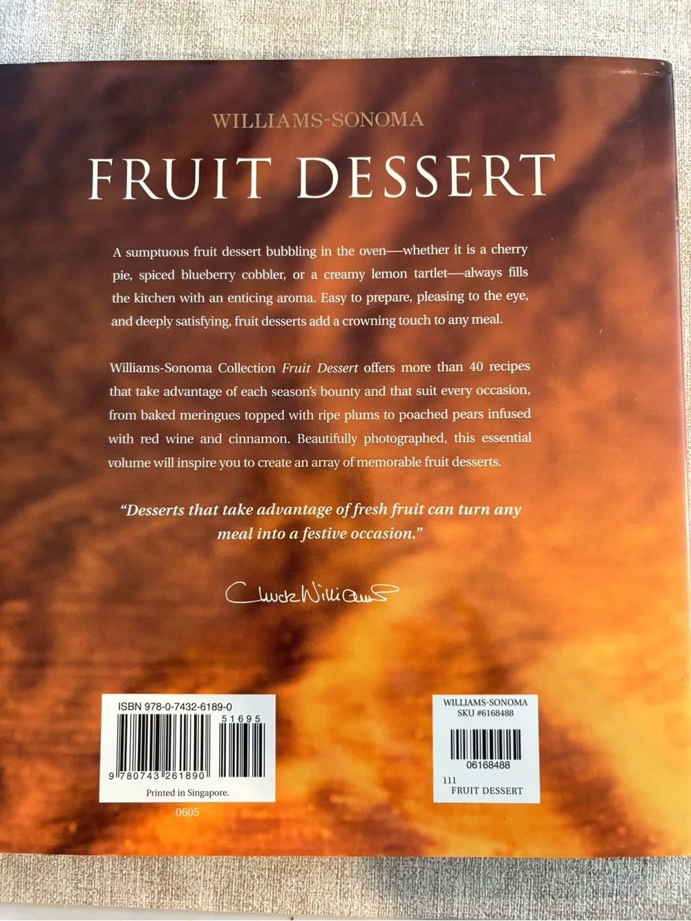 Williams-Sonoma Fruit Dessert Cookbook - Brown & Gold Cover